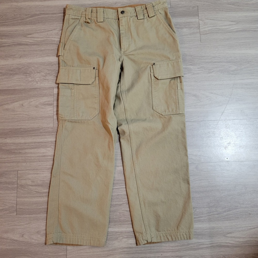 Duluth Trading Co Mens 36x32 Khaki Original Fire Hose Relaxed Fit Cargo Pants